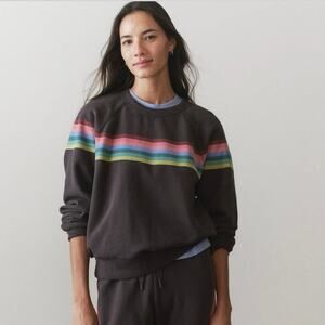 NWT Marine Layer Cloud 9 Fleece Crewneck Sweatshirt Rainbow Womens Size Medium